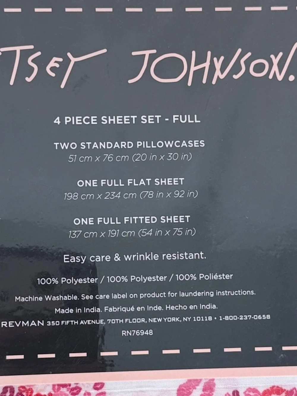 Betsey Johnson Full Sheet Set Lipstick Kiss Hearts Pink  Bedding 4 Piece